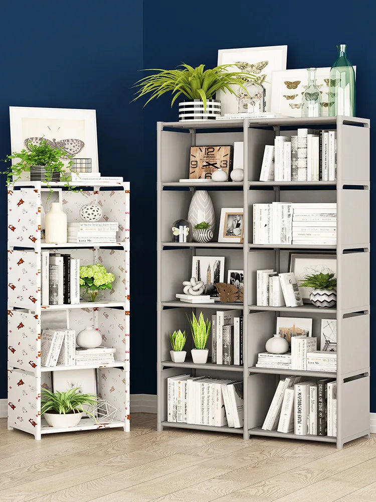Simple Bookshelf Multi-layer Easy Assembly Bookcase Easy Assembly Book Holder Book Display Rack Book Organizer Debris Rack Shelf