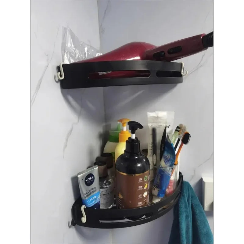 Étagère de douche adhésive sans perçage (lot 1–3) – Organisateur mural étanche pour shampoings et serviettes