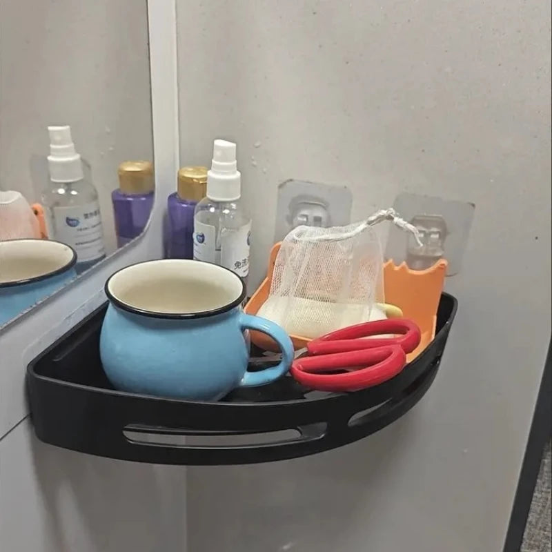 Étagère de douche adhésive sans perçage (lot 1–3) – Organisateur mural étanche pour shampoings et serviettes