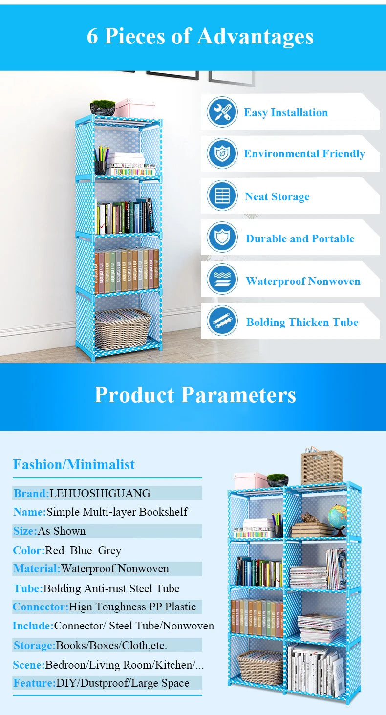 Simple Bookshelf Multi-layer Easy Assembly Bookcase Easy Assembly Book Holder Book Display Rack Book Organizer Debris Rack Shelf